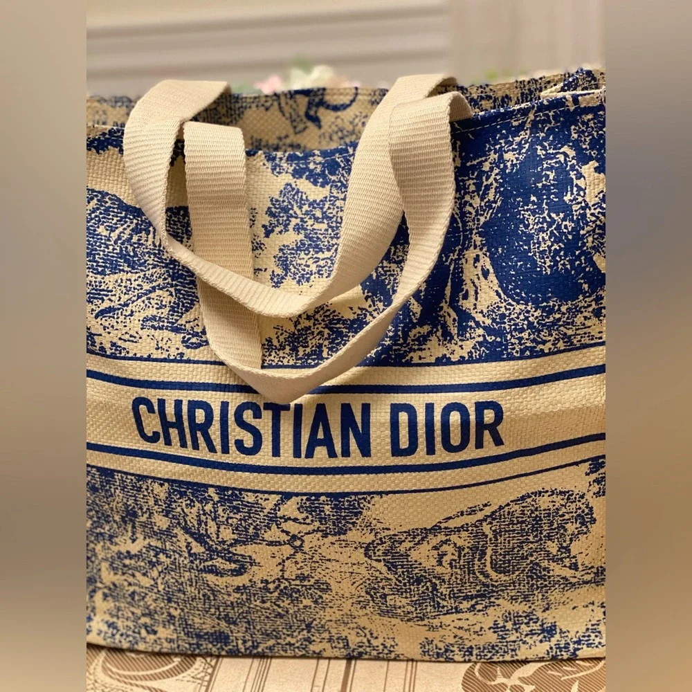 Christian Dior straw tote